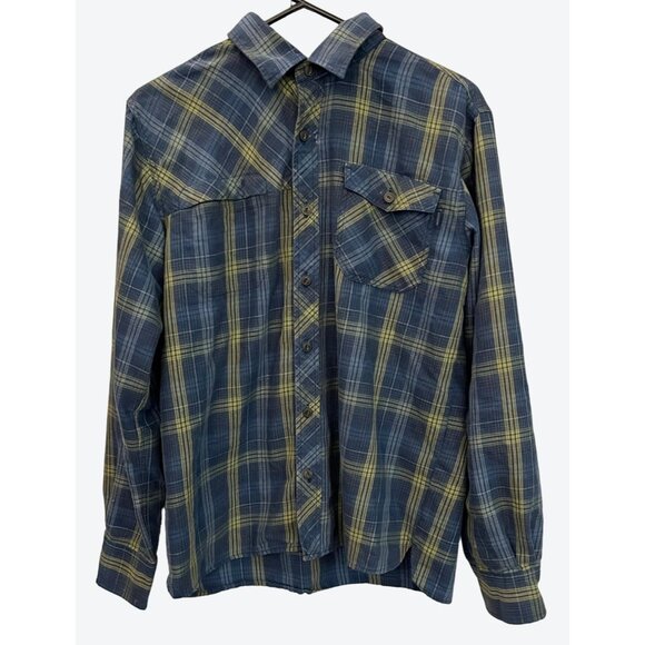 Outdoor Research Men's Medium Long Sleeve Plaid Shirt Muted Navy Yellow Red - Picture 1 of 6